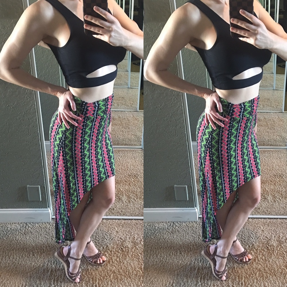 Hi/Low patterned skirt